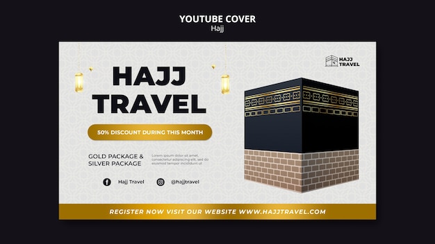 PSD gratuit modèle de couverture youtube de la saison du hajj