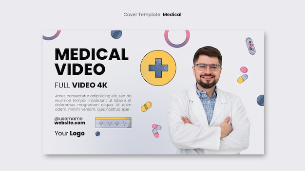 Modèle De Couverture Youtube De Santé Médicale Dessiné à La Main