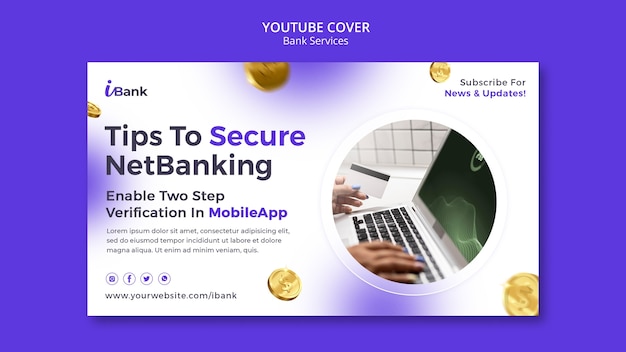 PSD gratuit modèle de couverture youtube des services bancaires