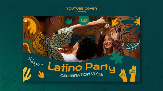 PSD gratuit modèle de couverture youtube de soirée latino