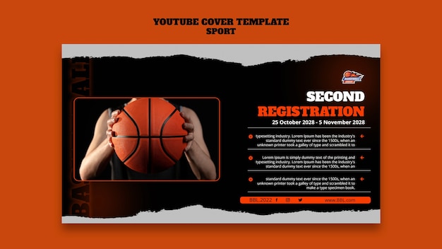 PSD gratuit modèle de couverture youtube sport et activité