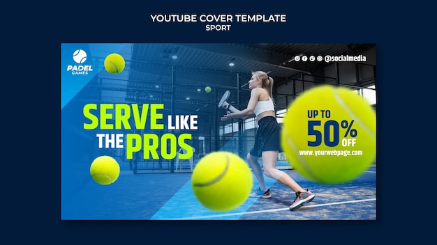 PSD gratuit modèle de couverture youtube sport et activité