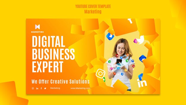 Modèle de couverture youtube de stratégie marketing