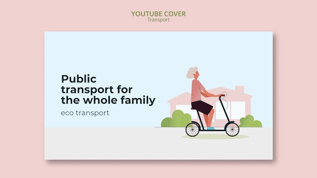 PSD gratuit modèle de couverture youtube de transport vert et écologique