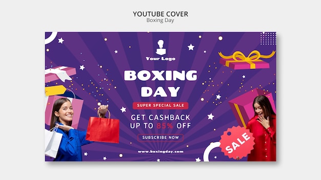 PSD gratuit modèle de couverture youtube de vente du lendemain de noël