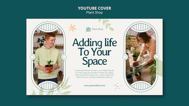 Modèle de couverture youtuber de magasin de plantes