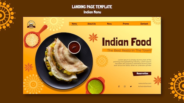 PSD gratuit modèle de cuisine indienne design plat