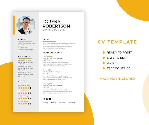 Modèle de curriculum vitae ou cv professionnel minimal et moderne