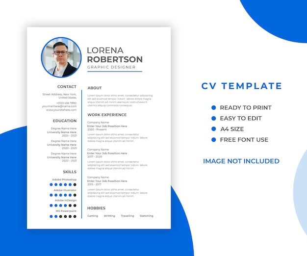 Modèle De Curriculum Vitae Ou Cv Professionnel Minimal Et Moderne