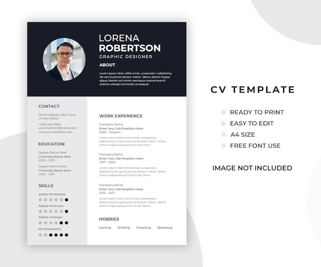 Modèle De Curriculum Vitae Ou Cv Professionnel Minimal Et Moderne