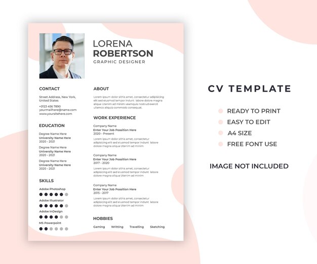 Modèle de curriculum vitae ou cv professionnel minimal et moderne