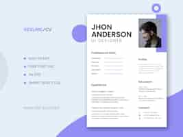 PSD gratuit modèle de cv ou cv minimal et propre