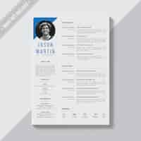 PSD gratuit modèle cv gris avec détails bleus