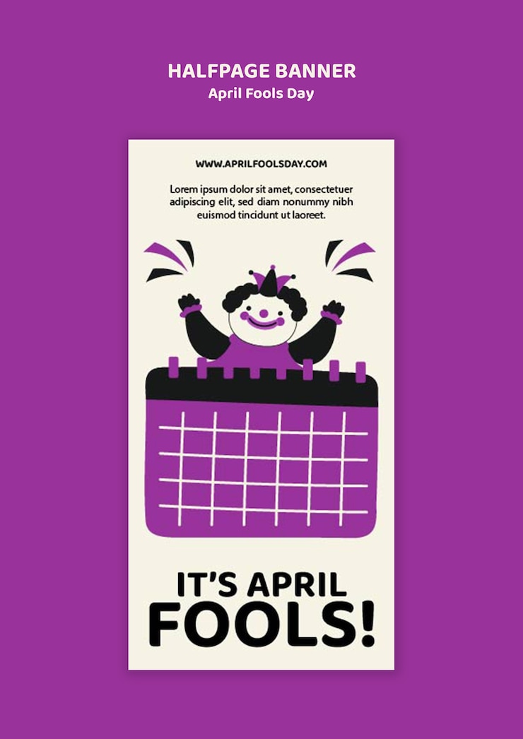 PSD gratuit modèle d'une demi-page pour la célébration du 1er avril