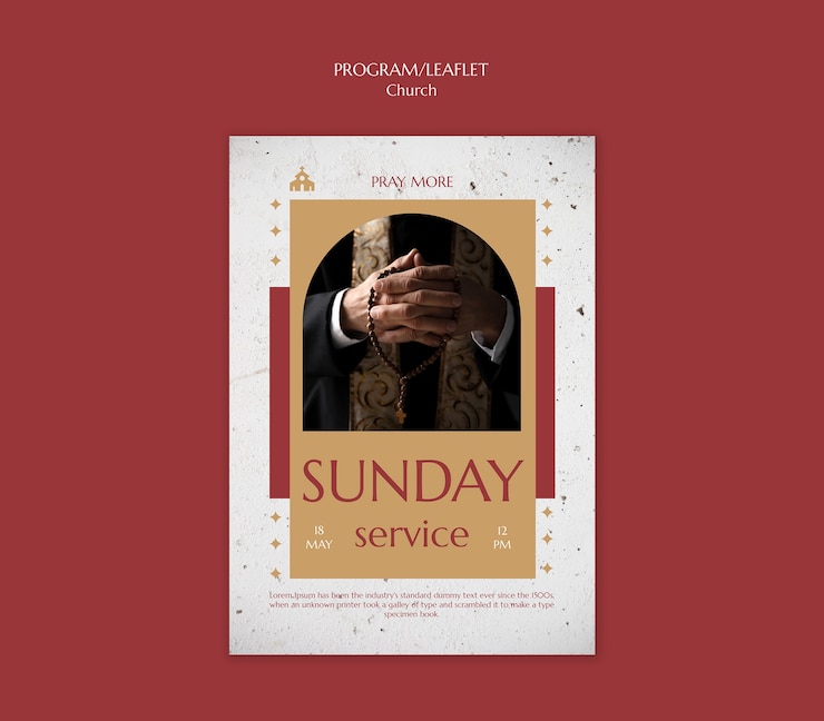 PSD gratuit modèle de dépliant de service de l'église