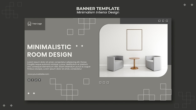 PSD gratuit modèle de design d'intérieur minimaliste de bannière