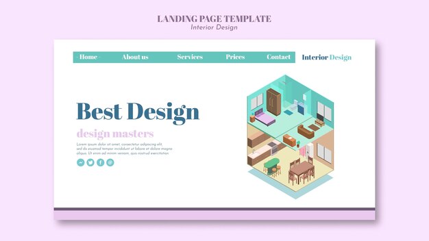 Modèle de design d'intérieur de page de destination
