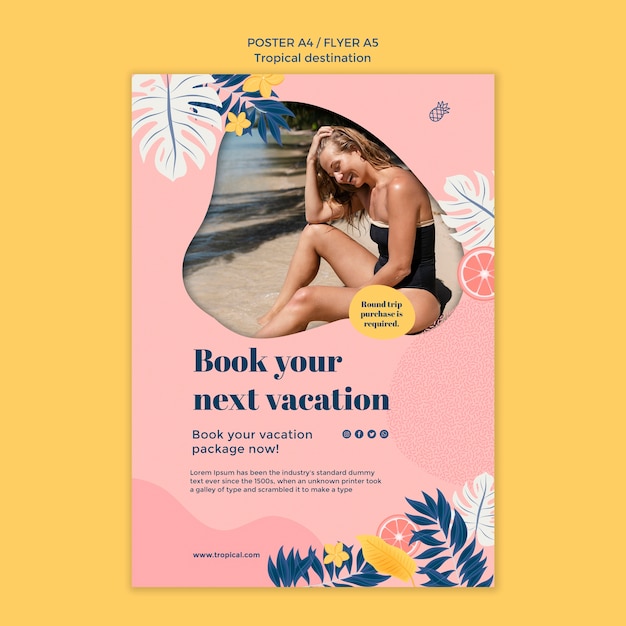 Modèle de dessin d'affiche de destination tropicale