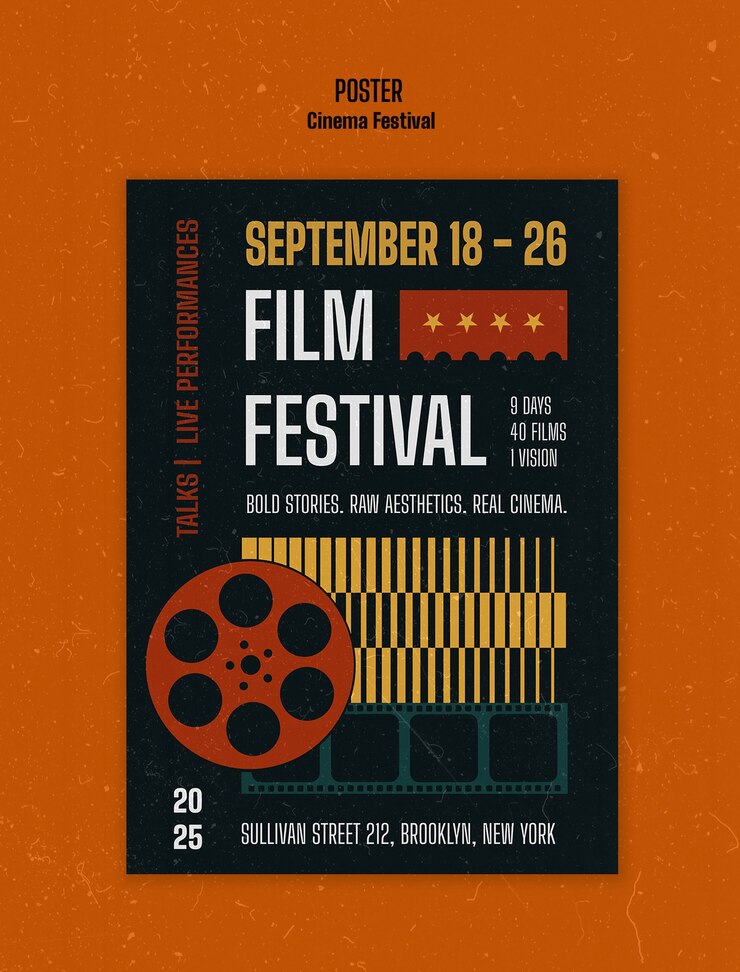 PSD gratuit modèle de dessin d'affiche d'un festival de cinéma