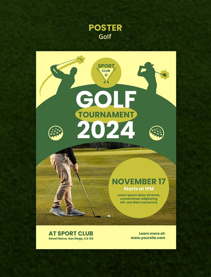 PSD gratuit modèle de dessin d'affiche de golf