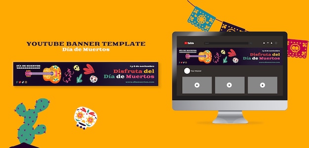 PSD gratuit modèle de dia de muertos design plat