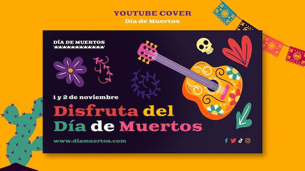 PSD gratuit modèle de dia de muertos design plat