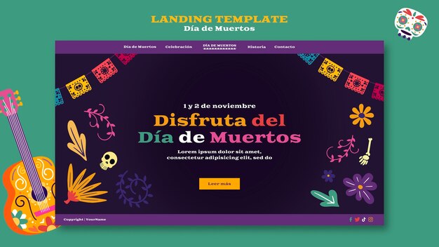 PSD gratuit modèle de dia de muertos design plat