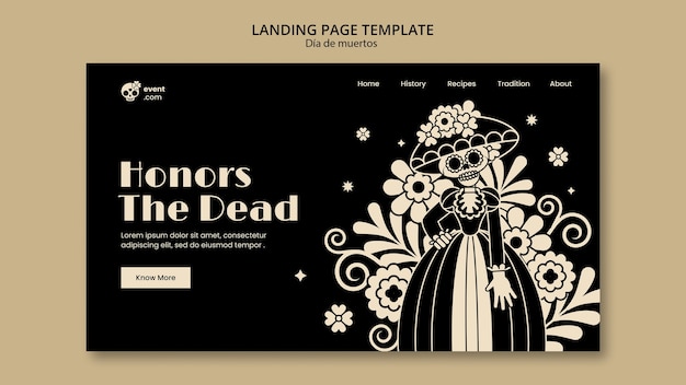 PSD gratuit modèle de dia de muertos design plat