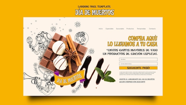 Modèle de dia de muertos design plat