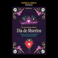 PSD gratuit modèle de dia de muertos design plat