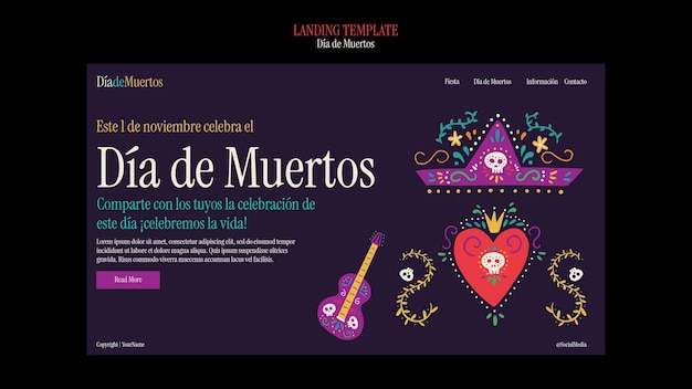 PSD gratuit modèle de dia de muertos design plat