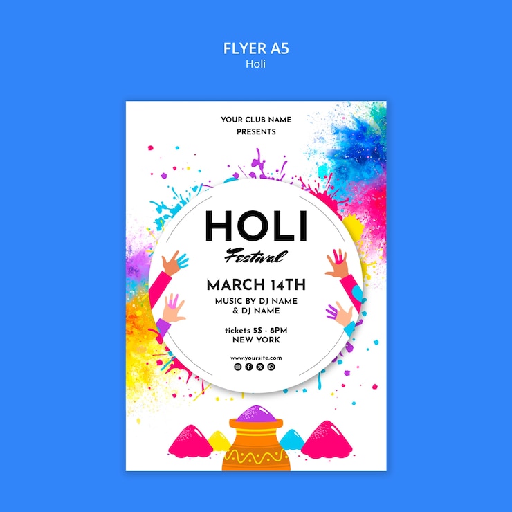PSD gratuit le modèle du dépliant du festival de holi