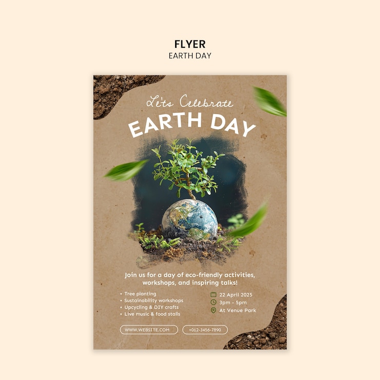 PSD gratuit le modèle du dépliant de la journée de la terre