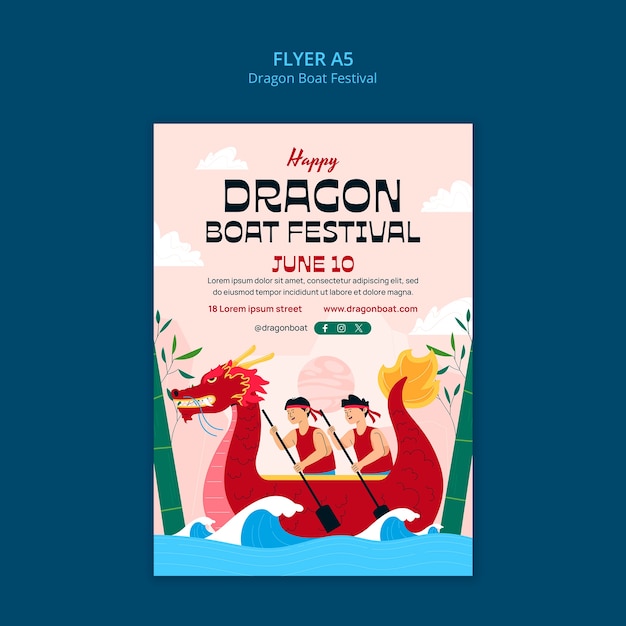 PSD gratuit le modèle du festival des bateaux dragons