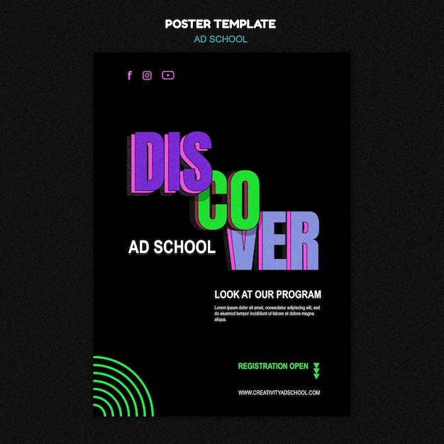 PSD gratuit modèle d'école d'annonce de flyer