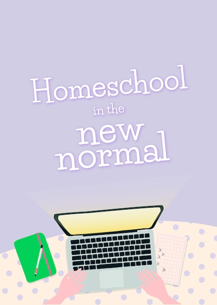 PSD gratuit modèle d'école à la maison psd dans la nouvelle norme grâce au système d'apprentissage en ligne