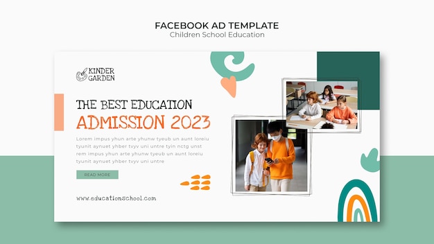 PSD gratuit modèle d'école pour enfants design plat