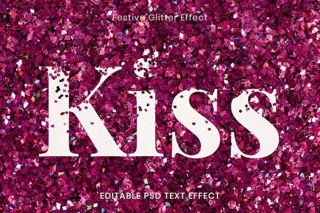 Modèle D'effet De Texte Modifiable De Baiser De Paillettes Roses Psd