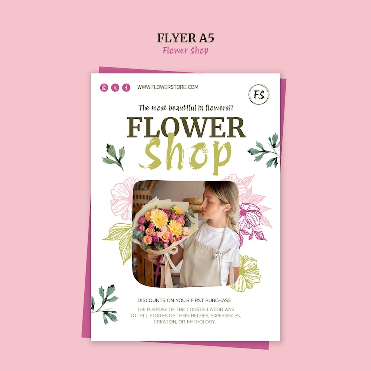 PSD gratuit modèle d'entreprise de boutique de fleurs