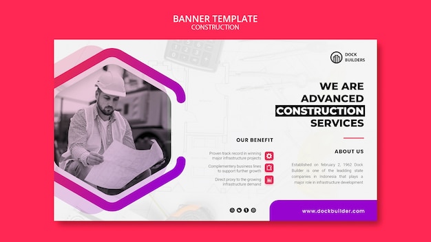 PSD gratuit modèle d'entreprise de construction design plat