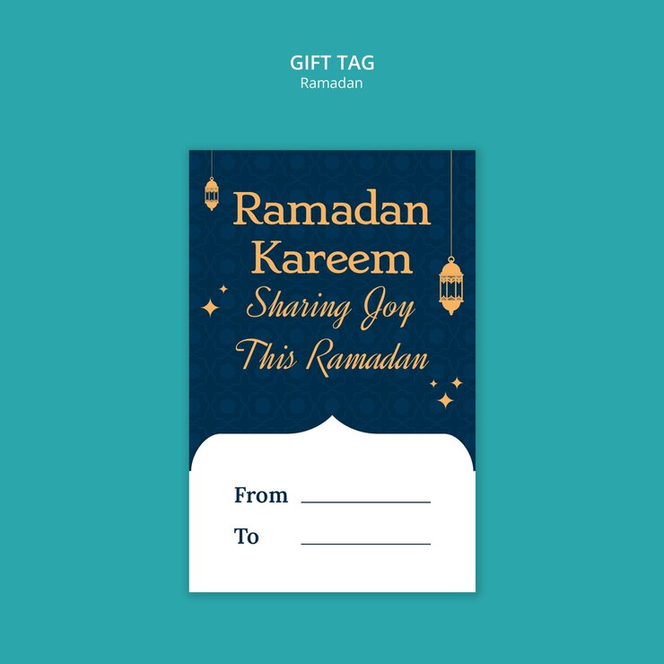 PSD gratuit le modèle de l'étiquette cadeau du ramadan
