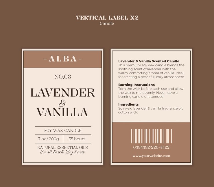 PSD gratuit modèle d'étiquette pour les bougies parfumées à la lavande et à la vanille