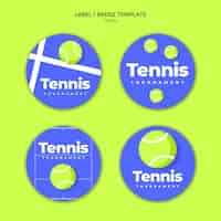 PSD gratuit modèle d'étiquettes de jeu de tennis design plat