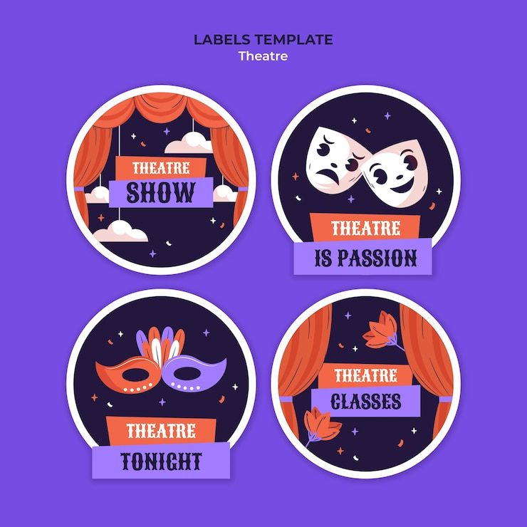 PSD gratuit modèle d'étiquettes de spectacle de théâtre