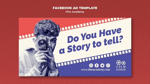 PSD gratuit modèle facebook de l'académie du film