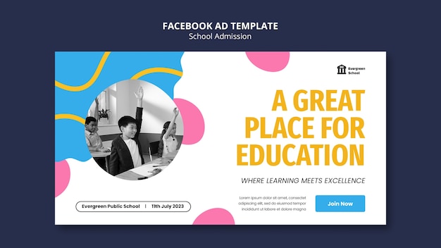 PSD gratuit modèle facebook d'admission à l'école