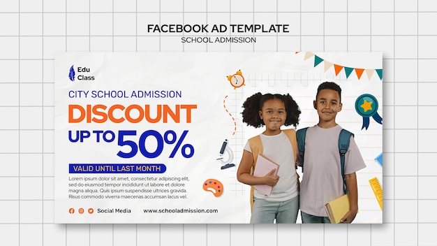 PSD gratuit modèle facebook d'admission à l'école