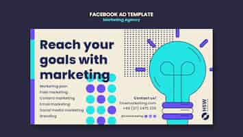 PSD gratuit modèle facebook d'agence de marketing de design plat