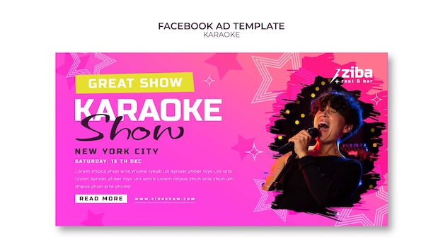 PSD gratuit modèle facebook amusant de karaoké