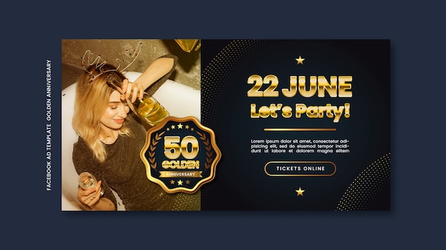 Modèle facebook anniversaire d'or